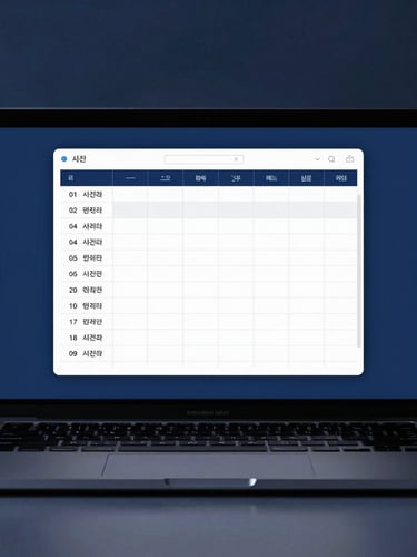 Teacher Desk 앱의 깔끔한 사용자 인터페이스, 시간표 및 메모 위젯이 표시된 윈도우 데스크톱 화면, 차가운 스튜디오 조명, 정면 구도