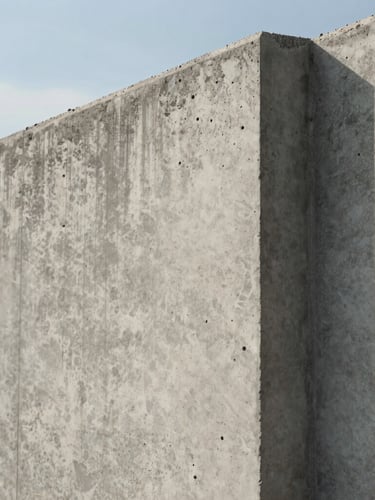 Close-up of a perfectly cured precast concrete wall segment showing raw, porous architectural texture under low-angle sunlight