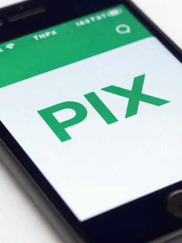 Close-up macro of a smartphone screen displaying a successful instant PIX transfer receipt with emerald green accents, clean reflections, no text