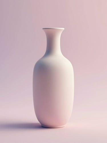 Ultra-sharp 8k render of a minimalist ceramic vase on a pastel gradient background, soft studio lighting, architectural lines, elegant presentation
