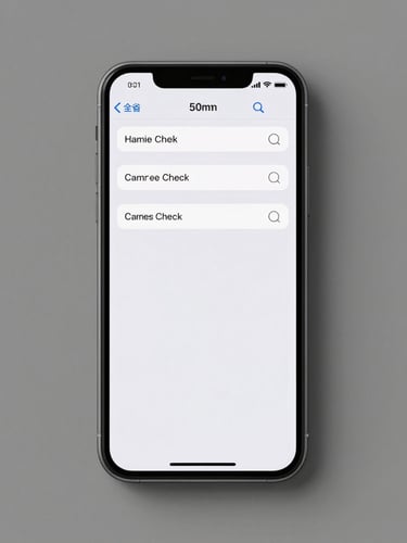Straight-on high-resolution smartphone on a neutral slate gray background, diagnostic screen displaying hardware check results, sharp focus, technical studio lighting