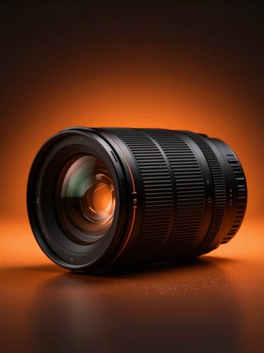 High-contrast studio shot of a modern creator with warm orange backlighting, deep shadows, 35mm lens
