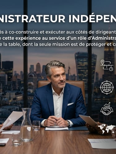 Administrateur indépendant en CA discutant stratégie et opérations de M&A.