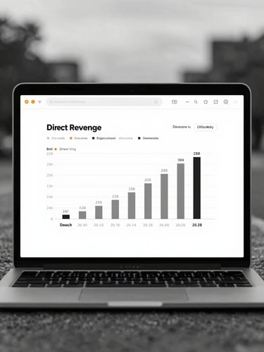 Flat-lay of a clean user interface showing direct revenue metrics, high-contrast black and white, sharp overcast daylight.