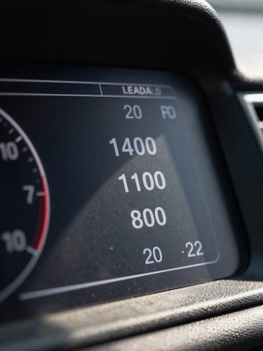 Macro shot of a clean high-contrast dashboard showing lead acquisition metrics, sharp direct morning sunlight casting deep shadows on a dark slate screen, technical precision.