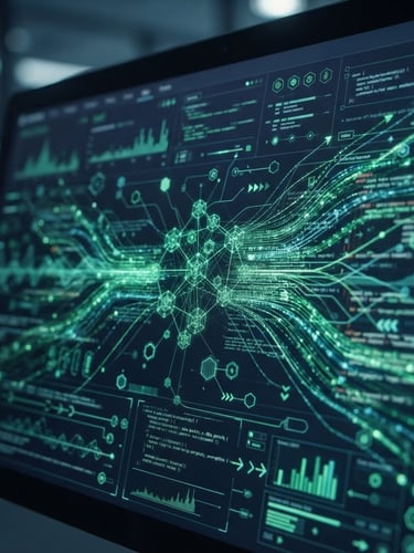 Macro shot of a high-end digital interface showing secure API endpoints and green data streams, bright cool studio lighting, sharp focus, 35mm