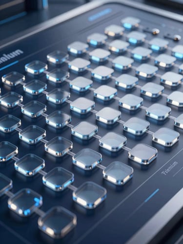 Premium 3D technical diagram of an operational dashboard, glassmorphic data nodes, cool blue and silver reflections, crisp studio lighting