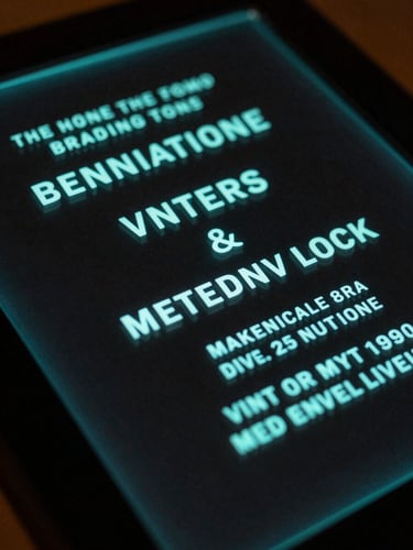 Extreme close-up of a luxury digital wedding invitation rendered on a dark glass screen, turquoise glowing typography reflected on the surface, deep black background with subtle luminescence framing the display, shot from a low oblique angle, no visible user