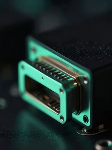 Macro shot of a physical hardware interface with sharp neon-mint ambient glow, dark obsidian background, high contrast, shallow depth of field