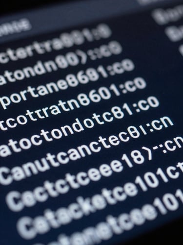 Macro detail shot of a secure digital interface displaying cryptographic transaction codes on a dark screen, cool-toned studio lighting, sharp high-contrast shadows, deep blue and silver tones.