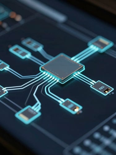 Macro close-up of a game system architecture diagram on a dark screen, glowing electric mint connection lines, clean tech aesthetic, low-key atmospheric lighting