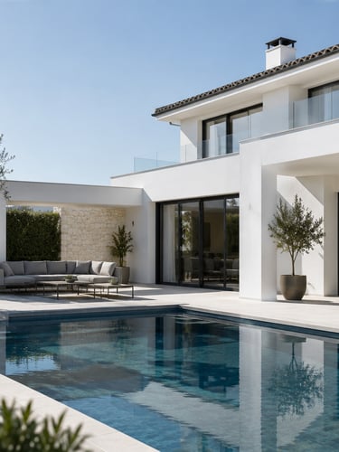Moradia contemporânea de luxo com piscina e jardim no Algarve.