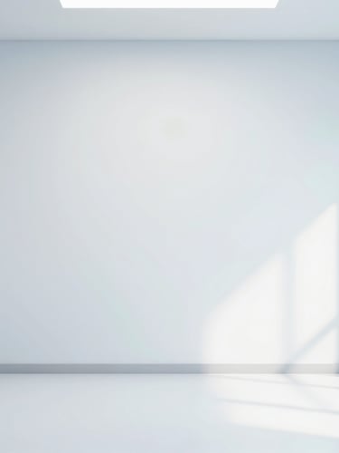 Medium-wide environmental shot of a pristine, quiet clinical waiting area with natural light, clean white and soft blue tones, minimalist design, sharp focus, 35mm