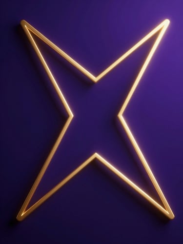mystical 3d render, deep indigo and royal purple background, glowing gold geometric lines, high-contrast dramatic lighting, macro, octane render