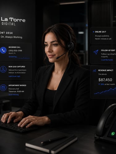 AI front desk answering calls and booking appointments 24/7