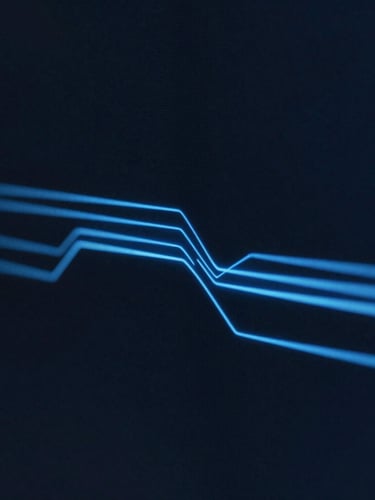 Macro close-up of a high-performance database running on a dark terminal screen, neon electric blue data paths, minimalist dark tech style