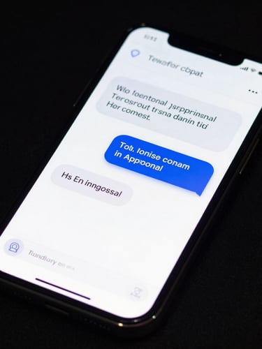 High-fidelity UI mockup of the chat widget on a mobile screen, vibrant screen glows, high-contrast studio lighting, showing a conversation about a trade-in appraisal.