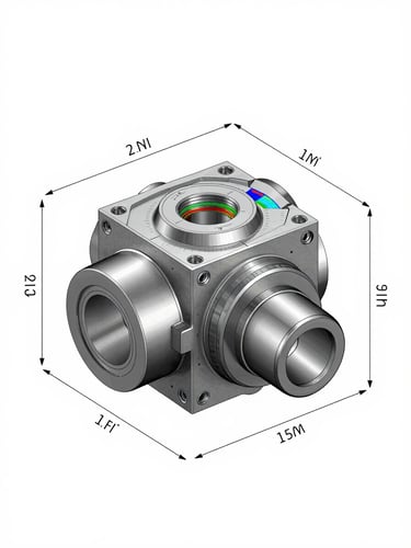 A clean 2D technical drawing of a mechanical component with precise dimension lines and tolerance annotations on a light blueprint background.