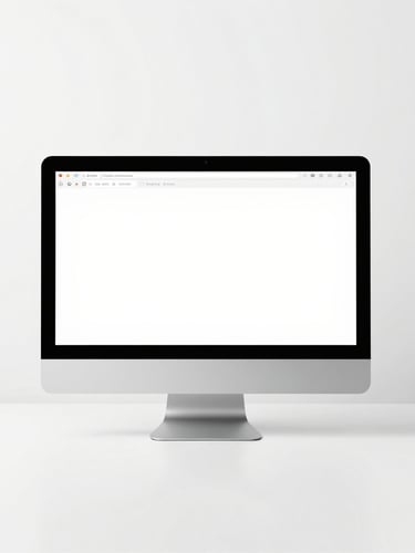 Minimalist workspace setup with premium hardware displaying a clean digital interface, soft diffused studio light, white background