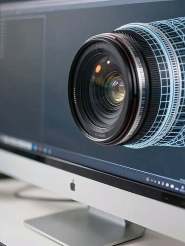 A sharp, close-up macro shot of a clean wireframe on a modern physical monitor, bright clinical daylight, sharp shadows, corporate workspace environment.