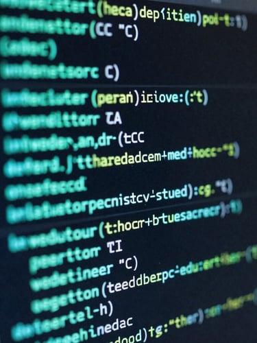 Macro high-fidelity shot of a terminal running automated system scripts, bright cyan code lines on an obsidian background, shallow depth of field, low-key lighting.