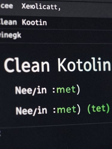 Clean Kotlin code snippet on a dark IDE interface, crisp monospace typography, subtle green syntax highlighting, sharp focus.
