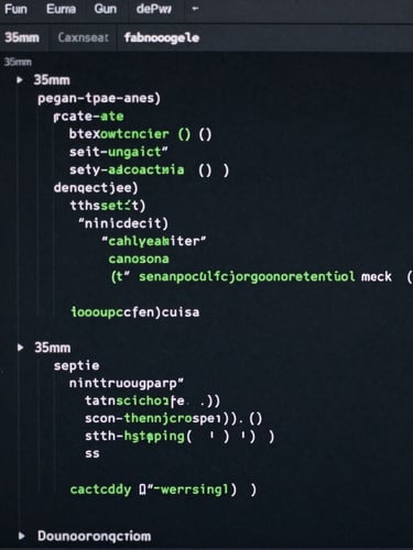 Minimalist tech photography, cool dim studio lighting, deep slate and forest green accents, sharp macro focus, 35mm, close-up of a clean code editor with well-structured syntax on a dark screen.