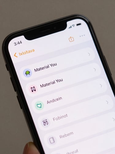 Orthographic close-up of a modern Android phone displaying a clean, system-native clipboard manager interface, flat neutral studio lighting, high-contrast Material You styling.