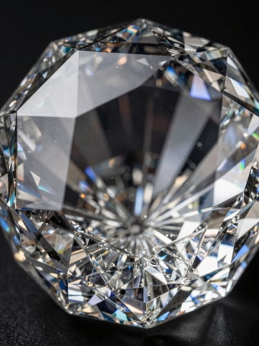 Extreme close-up of Baccarat crystal facets under cool studio strobe, light fragmenting into sharp prismatic shards across the cut surface, dense optical refractive geometry visible, black background, no context, forensic precision