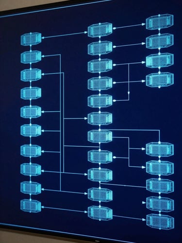 Wide architectural view from the left edge, a high-fidelity system topology diagram rendered as glowing cyan node-and-edge graph on deep navy background, precise geometric lines connecting labeled service layers, data-flow arrows mid-trace, schematic precision, no people, studio-controlled monochromatic lighting, blueprint register
