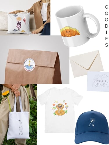 exemples de goodies avec illustrations personnalisées poru entreprsie