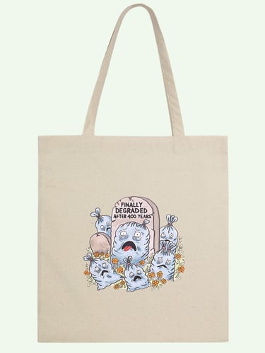 totebag ecoresponsable imprimé illustration humour poubelles