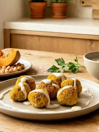 Vegetarian veggie balls with pumpkin and chickpeas