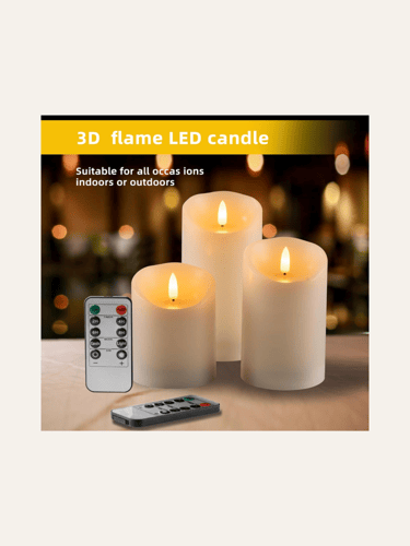 picture of a lit Rechargeable Flameless Candle Set with a Remote Control
