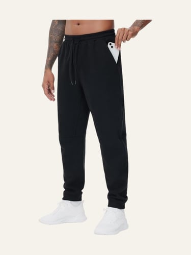 THE GYM PEOPLE Men's Fleece Workout Sweatpants - Black Large