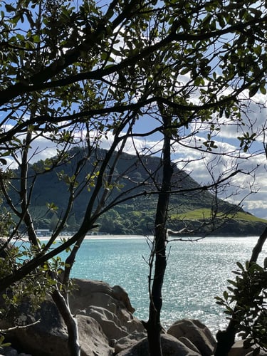 Vistas de Mount Maunganui desde Moturiki Island