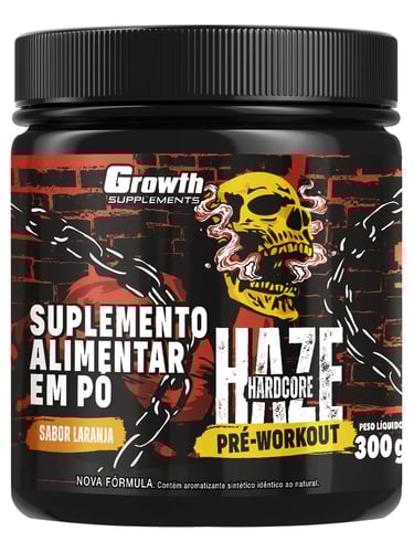 Suplemento Pré-treino Haze Hardcore 300g Growth - Laranja