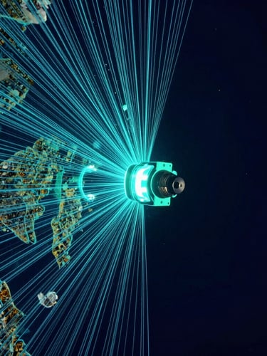 A vertical high-contrast telemetry display overlaying a bathymetric ocean floor map, luminous cyan sonar lines, macro of underwater sensor node, dark navy background.