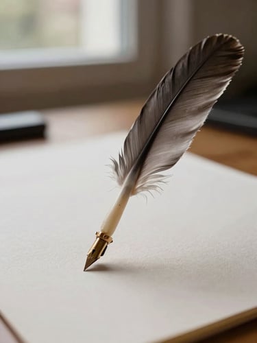 Gros plan macro sur un stylo plume posé sur un papier de coton épais texturé, lumière naturelle douce provenant d'une fenêtre de bureau suisse.