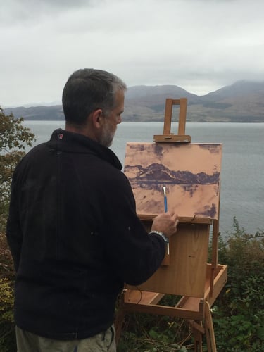 painting outdoors on the Isle of Skye