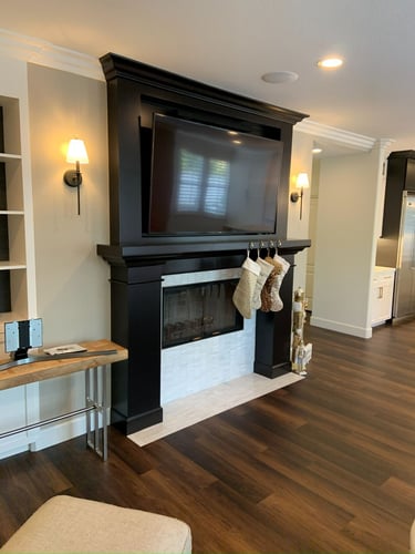 Custom Built Fireplace Surrounding and media center at hand heroes 
