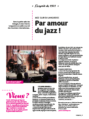 Article sur l'association Jazz Club du Languedoc