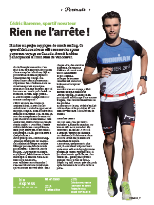 Article sur Cédric Barenne, triathlète de haut niveau