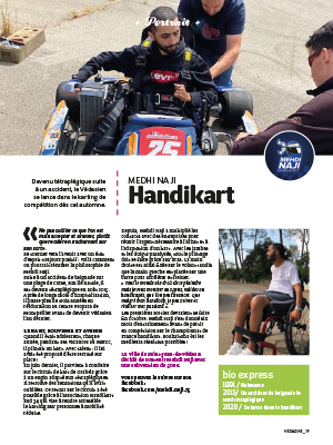 Article sur Mehdi Naji, champion de handikart