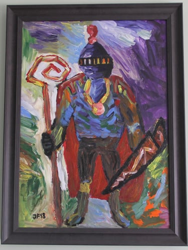 a painting of a fantasy warrior