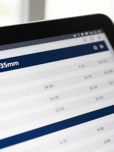 Macro shot of a modern financial spreadsheet on a tablet screen, bright natural window light, deep navy and cool white tones, sharp focus, 35mm