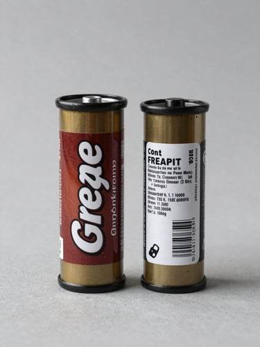Grease cartridge and tub packaging in studio isolation, label specifications clearly visible under even white strobe lighting, neutral gray surface beneath containers