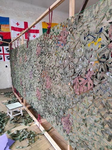 camouflage net on a frame