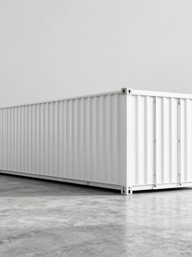 Bright, high-key commercial photograph of a structured shipping bay in a modern logistics warehouse, soft natural lighting, clean gray concrete floors.