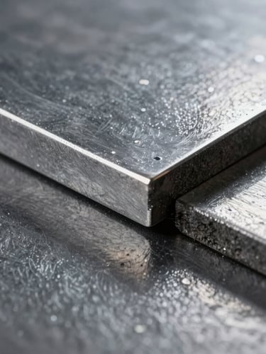Macro extreme close-up of a flawless textured slate gray powder-coated steel plate, sharp metallic reflections, dramatic side lighting.
